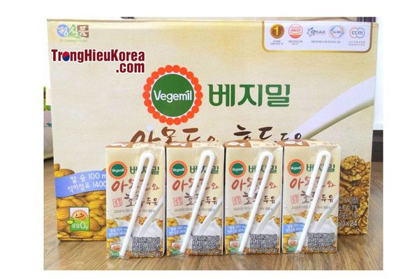 Sữa óc chó hạnh nhân Vegemil Hàn Quốc - 24 hộp 190ml