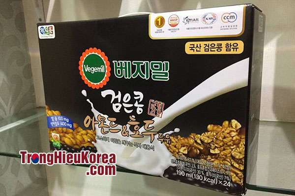 Sữa óc chó hạnh nhân đỗ đen Vegemil Hàn Quốc - 24 hộp 190ml